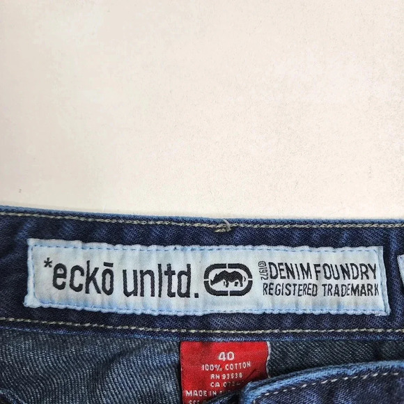 Ecko Unltd Jeans Men's Foundry Fit Carpenter 36 x 32 Blue Vintage Y2K Baggy - Picture 6 of 12